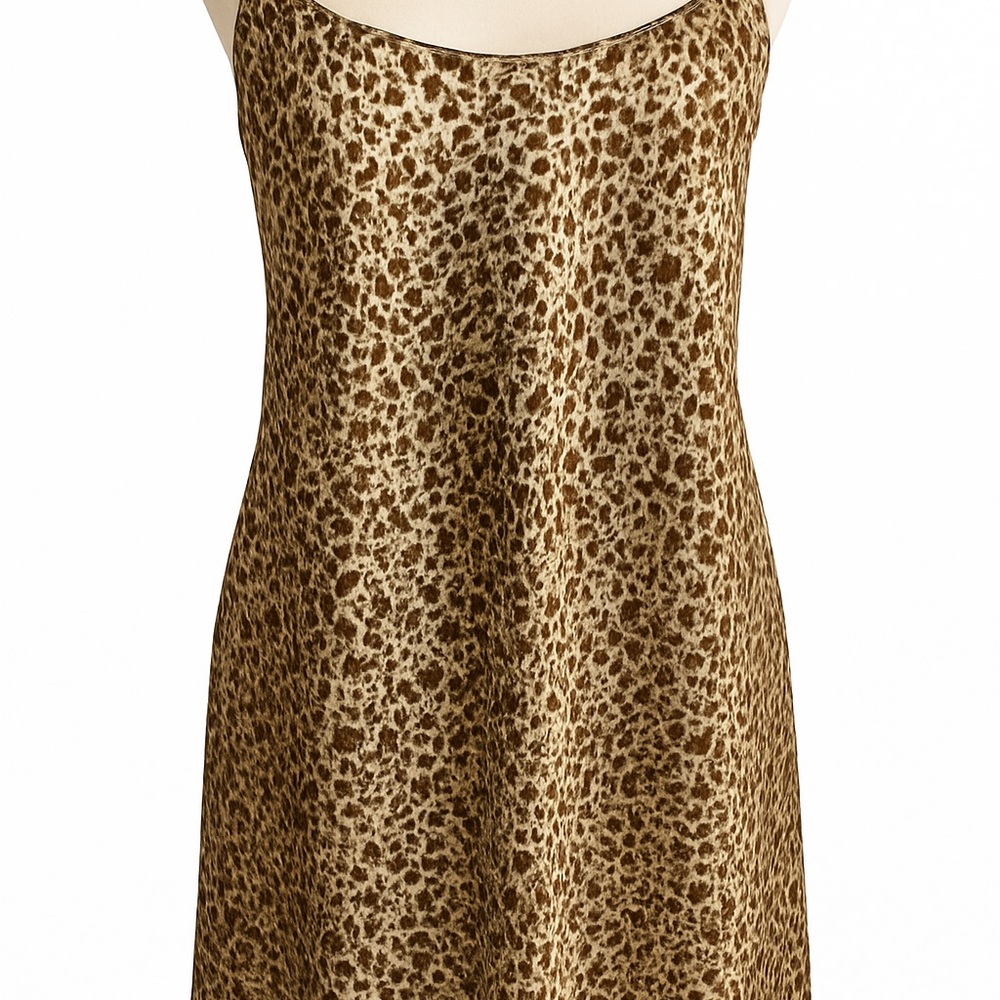 Y2K Leopard Satin Slip Dress by California Dynasty Large